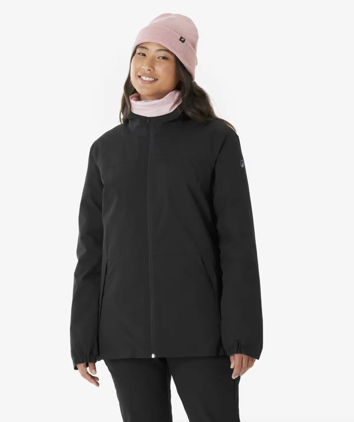 Chaqueta negra de nieve para mujer disponible en alquiler
