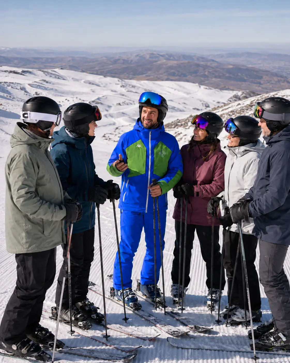 Compañeros de empresa reunidos en Sierra Nevada junto a un instructor de The New School